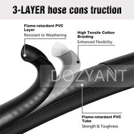 DOZYANT 12 feet Low Pressure Propane RV Quick Connect Extension Hose, 1/4" Safety Shutoff Valve & Male Full Flow Plug for RVs