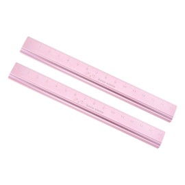 Kozelo 2pcs Hollow Scale Ruler - [15cm] Aluminum Triangular Hollow Straight Metal Ruler Rose Red for Measurement Drawing Engineer Office Classroom Use, 1mm Minimum Scale
