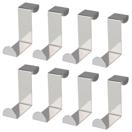 Over Cabinet Door Hooks Stainless Steel Reversible Hooks Heavy Duty Z-Shaped Over Cupboard and Drawer Hooks Metal Hanging Hooks for Standard Door and Wardrobe 8 Pieces