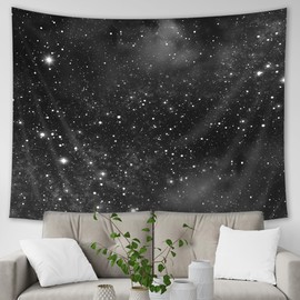 Imirell Night Sky Stars Tapestry 78Wx59H Inches Black Starry Shining Galaxy Universe Space Cosmic Fantasy Texture For Women Men Art Hanging Bedroom Living Room Dorm Wall Blankets Home Decor Fabric