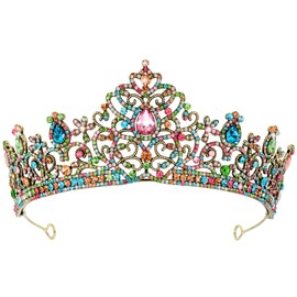 Vovii Tiaras for Women Wedding Crown Headband Birthday Queen Rhinestone Shiny Bronze Coloured Crown for Girl Princess Decoration for Birthday Prom Party