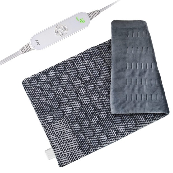 Basalt Stone Heating pad, 1.8lb Weighted Electric Heating Pad for Shoulder,Back Pain and Cramps Relief,XL King Size Hot Heated Pad with 12 Heating Level and 1-24h Auto-Off Fast Heated Pad