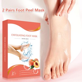 2 Pairs Foot Peel Mask for Hard Skin - Upgrade Formula Moisturizing & Exfoliating Foot Peeling Mask - Cracked Heel Treatment Socks,Callus Remover Foot Mask for Feet, Men & Women (Peach)