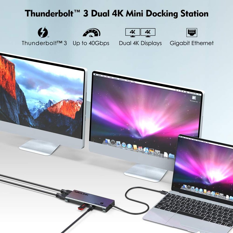 WAVLINK Thunderbolt 3 Mini Dock Docking Station / Dual 4K