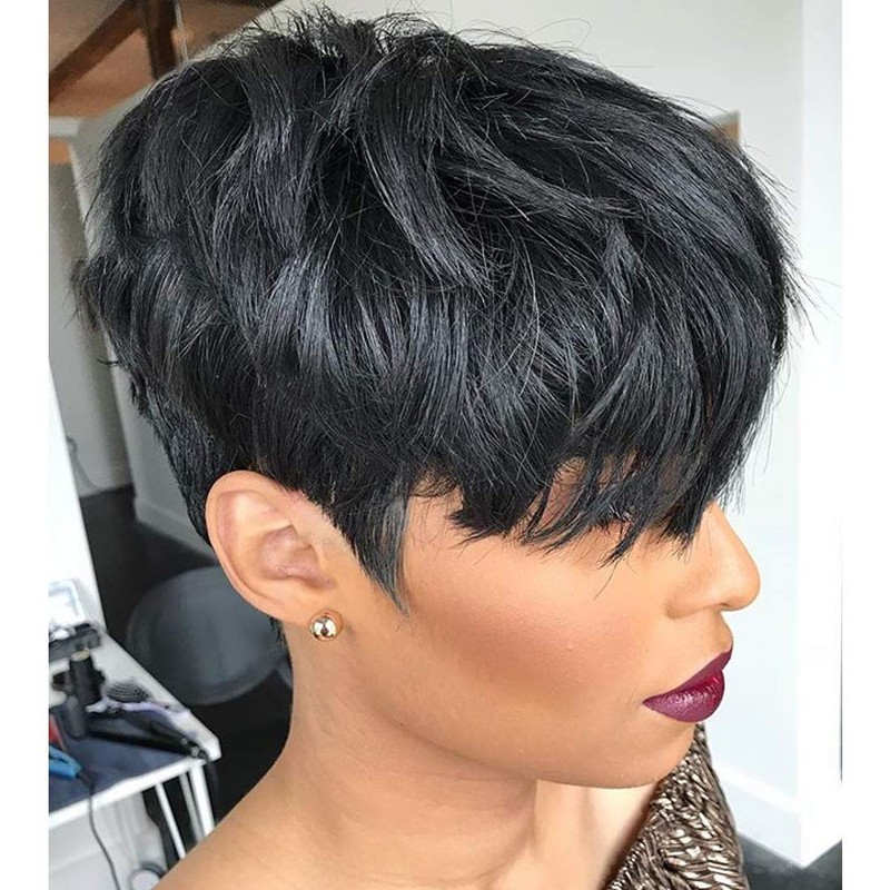 Allphv Peluca Cortas de Pelo Humano para Mujeres Negras Pelucas