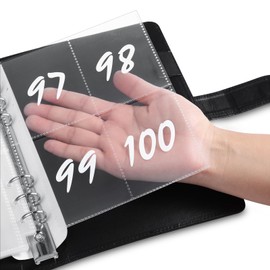 100 Envelope Challenge Binder, 25 Sheets Silkscreen Numbers to 100, Not Stickers, Reusable Tracker, Easy and Fun 100 Envelopes Money Saving Challenge Save $5050, Budget Planner & Saving Money (Black)