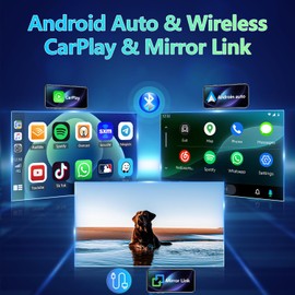 7 Inch Wireless CarPlay Screen for Car (2GB RAM 32GB ROM) – Android Auto & Apple CarPlay, Dashcam, GPS Navigation – Compatible with Jeep Split Screen, Dual USB