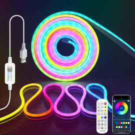 Aclorol LED Neon Rope Light 4M 240 LEDs Flexible USB Colour Changing RGB LED Strip with APP & Remote Control Music Sync Waterooof LED Neon Light Strip for Bedroom Kitchen Gaming Indoor Outdoor Decor