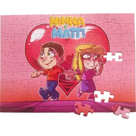 NINNA e MATTI 100 Piece Puzzle Easy for Children Cartoon Theme Red 52 x 38 cm