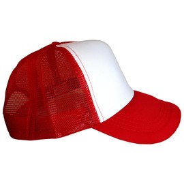 6 Pack/Pieces Trucker Caps Plain Hat with Front Foam Mesh Adjustable Unisex Bulk (AU, Alpha, One Size, Red-White)