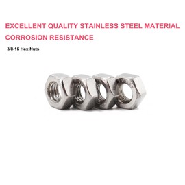 cSeao SAE 3/8-16 Hex Nuts, 30 Pieces, 304 Stainless Steel, Plain Finish