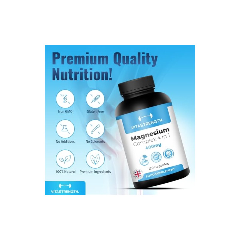 Magnesium Supplement 4 in 1 – 120 Capsules, 400mg Daily