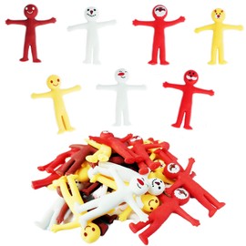 35p Christmas Yellow Smiley Stretchy Men,Mr Stretchy Smile Men Smiley Face Toy Xmas Party Bag Fillers for kids,Lucky Dip Prizes,Fidget Toy Classroom Prizes for Kids Pinata Party Favour Stocking Filler