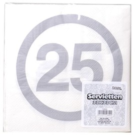 Udo Schmidt GmbH & Co Napkins 25 Silbrh Ochzeit White/Silver, 33 x 33 cm, 20 pcs.