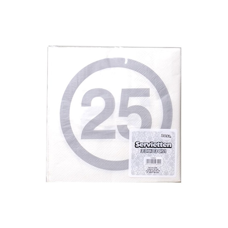 Udo Schmidt GmbH & Co Napkins 25 Silbrh Ochzeit White/Silver,