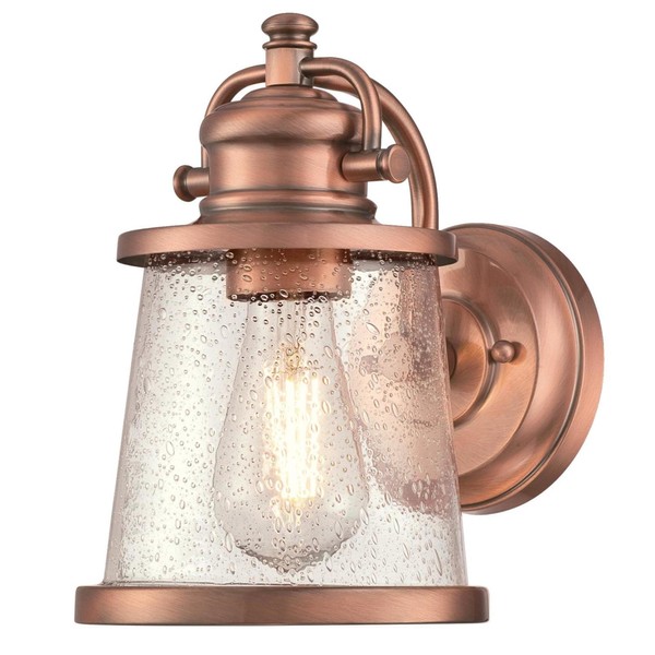 Westinghouse Lighting 6361000 Emma Jane One-Light, Washed Copper Finish with Clear Seeded Glass Outdoor Wall Fixture, White