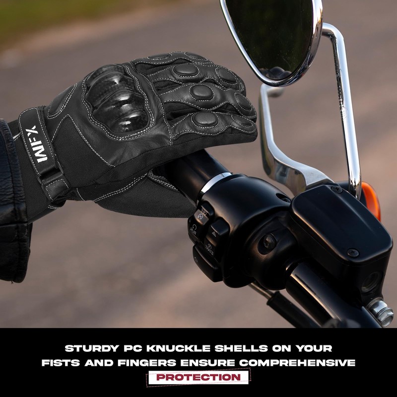 WFX Leather Motorbike Motorcycle Gloves Touchscreen Hard Knuckles Gloves Heavy
