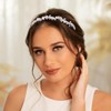 Formery Pearl Beaded Headband White Crystal Beads Wave Hairband Wedding