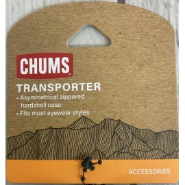 CHUMS Transporter Asymmetrical Zippered Hard Shell Case Fits Most Eyewear Black