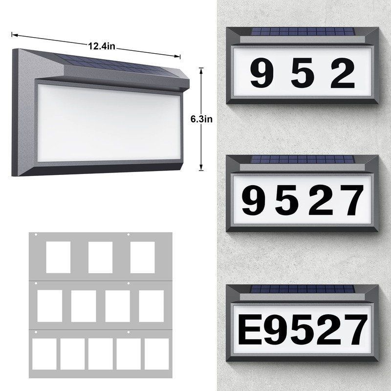Solar Address Sign, Lighted Address Numbers Outdoor Waterproof, Illuminated LED