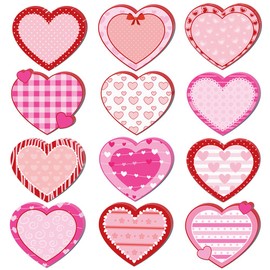 240Pcs Heart Sticky Notes, Pink Red Sticky Tabs, Self-Stick Pads, Cute Memo Notes, 12 Packs 20 Sheets/Pack, Office School Study Supplies for Girls Students Teachers Kids Women Valentine's Day