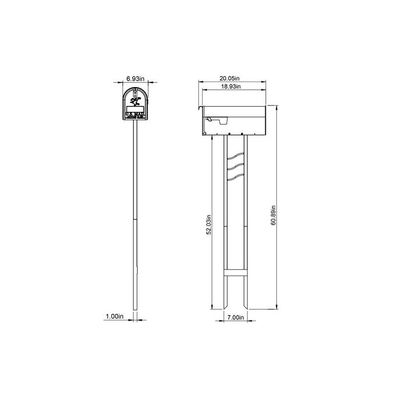 Gibraltar Mailboxes Mailbox-To-Go Medium Capacity Galvanized Steel Black, Mailbox &