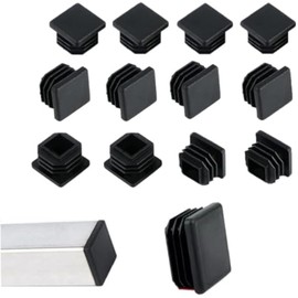 Square Plastic Plugs, 12 Pack 1" Inch Insert End Caps for Square Tubing Post，Black Chair Leg caps for Metal Tubing, Fence, Glide Insert for Pipe Post, Chairs and Furniture