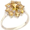 Luxury Solid 925 Sterling Silver 1.7ct Natural Citrine Cluster Ring