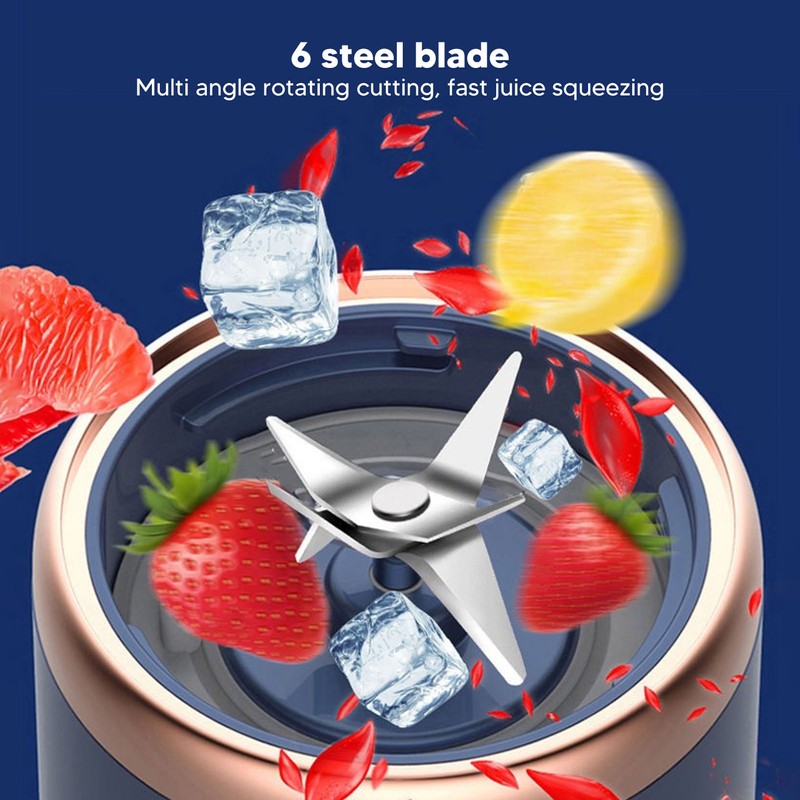 Mini Portable Blender 6 Blades High Speed 300ml USB Charging