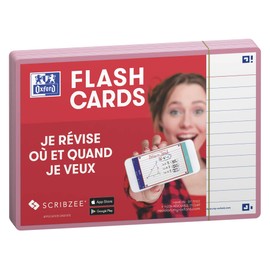 Oxford Flash 2.0 Index Cards A6, Flashcards, 105 x 148 mm, Lined, Pink, 80 Sheets
