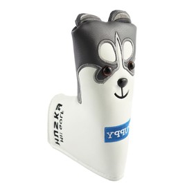 Golf Head Cover Waterproof Cute Dog Shaped Golf Head Protector PU Super Fleece Golf Putter Cover for Outdoor PCB