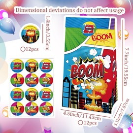 BACH AND BOUJEE 12 PCS Superhero Party Favor Bags Superhero Party Supplies Comic Style Decoration Superheros Party Favor Box Goodie Treat Bags