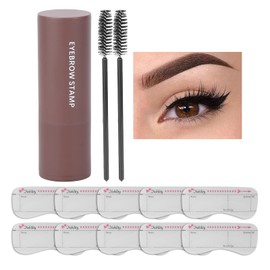 Eyebrow Stamp Kit, Long Lasting Waterproof Eyebrow Powder Set, Brow Stamp Shaping Kit Eyebrow Definer With 10 Reusable Eyebrow Stencils 2 Eyebrow Pen Brush - Hairline Shadow Powder Stick(Dark brown)