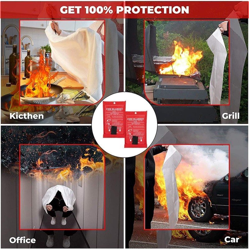 Tiardey Universal Fire Blanket,Large,Quick Unfolding with Loops,1 x 1 m