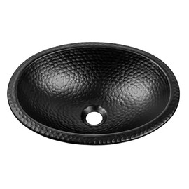 Monarch Abode Bathroom Sink – 17-Inch Oval Drop In Bathroom Sink, Top Mount Hand Hammered Matte Black Vanity Sinks for Countertop, Powder Room, Guest Bath or Restroom, Drop in Sinks for Bathrooms