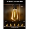 VOZUJI Outdoor Patio String Lights 50ft: ST38 LED Shatterproof Bulbs