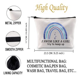 Swim Makeup Bag Swimming Lover I Swim Like A G Try to Keep Up Cosmetic Bag Swim Team Gift (I Swim Like B CA)