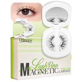 LASHVIEW False Eyelashes Magnet, Magnetic False Eyelashes Popular, Reusable Soft Magnetic Eyelashes, Natural Look, No Glue Magnetic Eyelashes Kit, All Day Comfortable Windproof & Waterproof (L09)