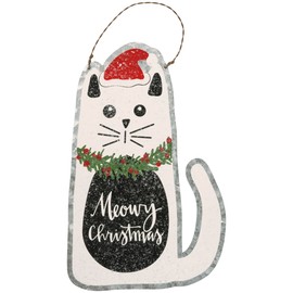 Primitives by Kathy Tin Hang Up - Cat - Meowy Christmas Christmas Ornament Holiday Décor Hanging Tree Decorations Festive Cat Themed Gift/Pet Lover