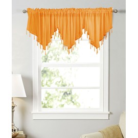 SYSUII Net Curtains with Tassels, Voile Bistro Curtain, Short Curtain, Kitchen Curtain, Short Kitchen Window Curtains, Short Curtain, Modern Window Curtain, Small Window, Short Window, 130 cm x 60 cm,