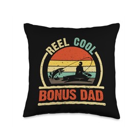 Reel Cool Bonus Dad Vintage Retro Fishing Throw Pillow