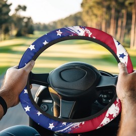Knextrepoy US Flag Golf Cart Steering Wheel Covers for Women Men Universal Golf Cart Steering Wheel Cover for Club Car Golf Cart Accessories 4Th of July Decorations