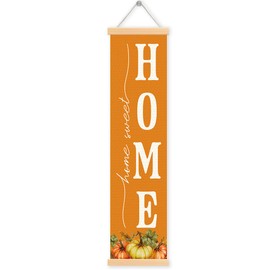 Happy Thanksgiving Banner, Fall Porch Decor, Fall Hanging Banners, Pumpkin Porch Decorations Outdoor for Home Office Holiday, Farmhouse Wall Hanging Banner 7.8×31.5 inches Fall 06