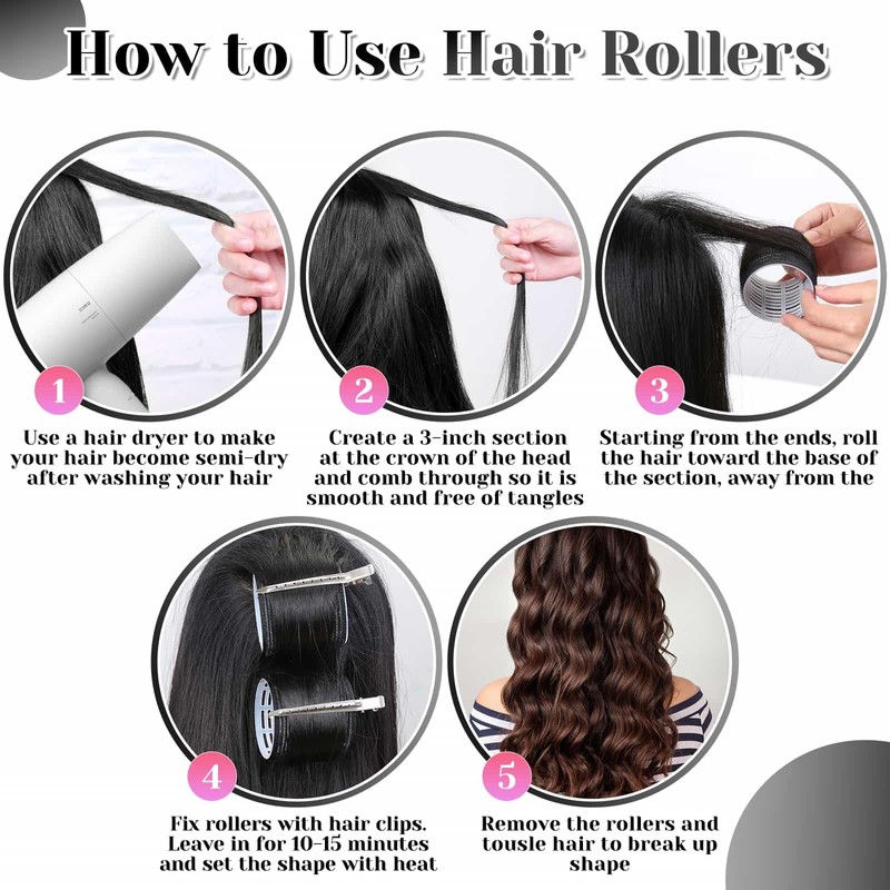 Rollers Hair Curlers 30Pcs Set with 3 Sizes (6 Large,