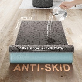 Villsure Door Mat Indoor, Front Doormats, Non-Slip Entryway Rug Resist Dirt, Washable Low Pile Floor Door Mats for Home, Entrance, Inside, Outdoor, Patio, Kitchen, Grey, 19.5"x31"