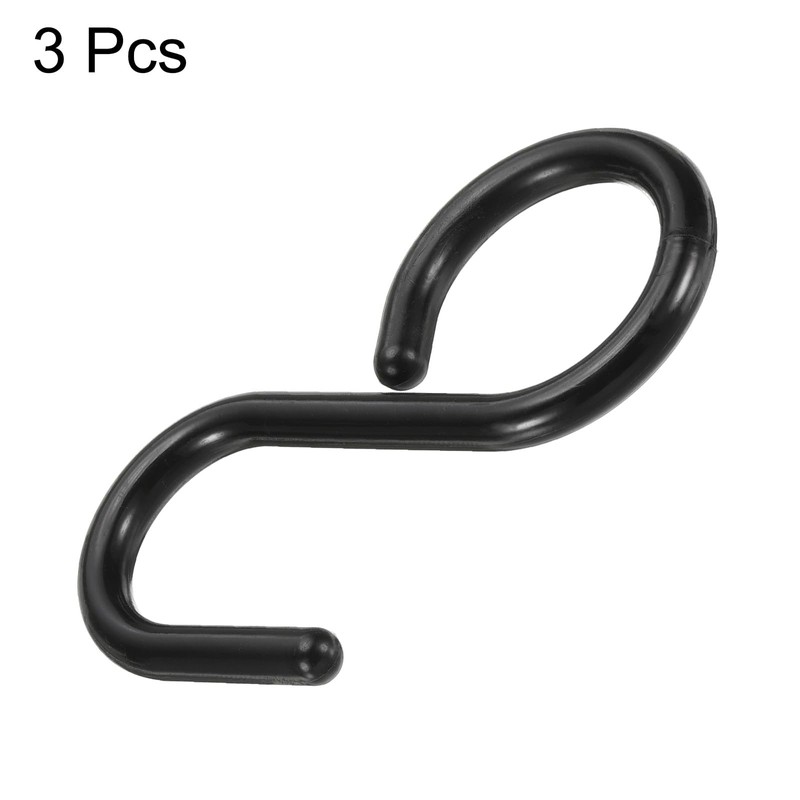 HARFINGTON 3pcs S Hooks, 3.5" Plastic, Black, Modern Style, S-shape,