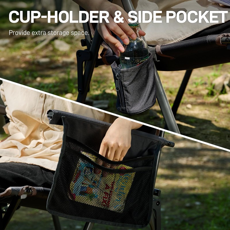 EVER ADVANCED Reclining Camping Chairs for Adult Lightweight, Folding Recliner