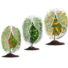 3Pcs Plant Covers from Insects, 3Size Bird Netting Barrier for Blueberry Bushes with Drawstring Zipper Mesh Garden Netting Plants Bags for Protect Fruits Tree Tomato Vegetable 2.6×3.3, 3.3×5, 4×5Ft