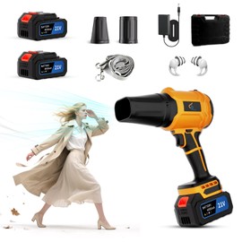 Small Leaf Blower Cordless with Brushless Motor, LED Light, Shoulder Strap – 2×21V Battery, 600,000RPM Turbo Electric Handheld Blower for Lawn Care – Lightweight Portable Vacuum Combo Tool