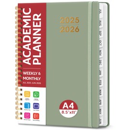 Academic Planner 2025-2026 For Women & Men, Monthly and Weekly Calendar Planner, Jul 2025 - Jun 2026, A4 (8.5" x 11"), Teacher Student Planning Book with Tabs, Ideal for Office School Supplies, Green